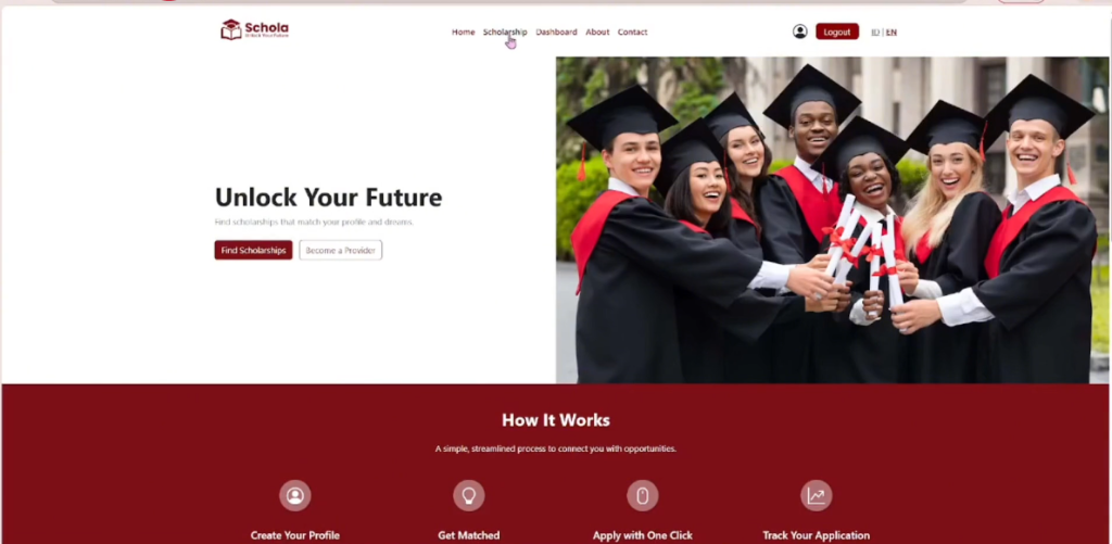 Schola scholarship platform home page